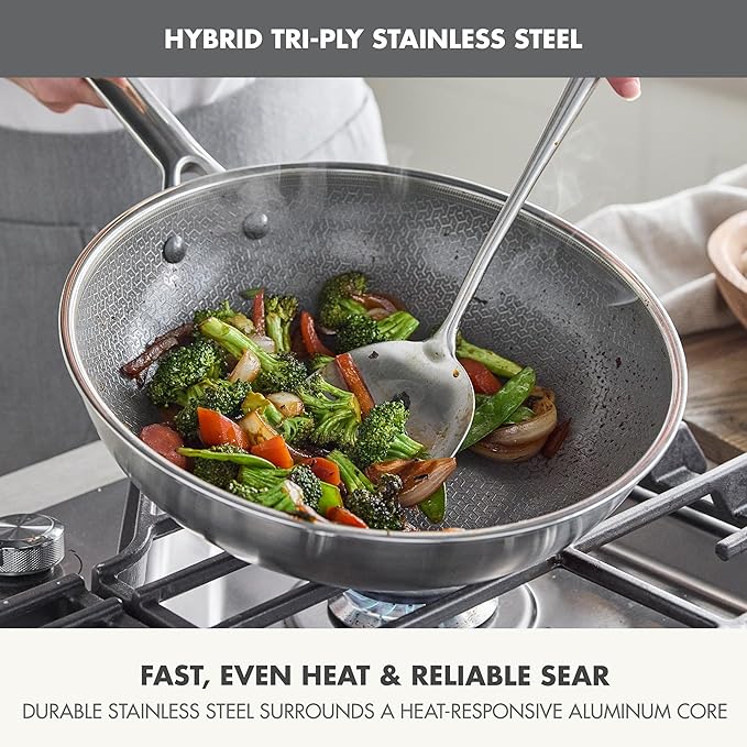 GreenPan Hybrid 11” Nonstick Stainless Steel Wok Pan, APEX Tri-Ply Thermobond