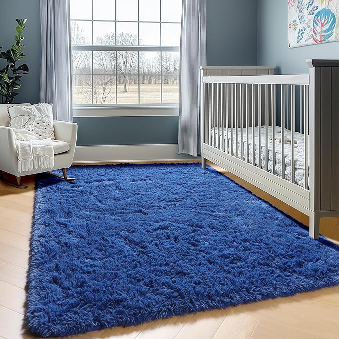 ONASAR Navy Blue 6x9 Area Rugs for Living Room Bedroom, Large Fluffy Bedside - Image 5