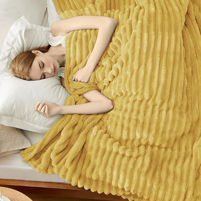 Bedsure GentleSoft Yellow California King Size Blanket - Image 3
