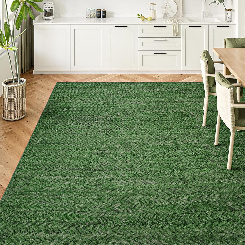 Eleisa 5x7 Area Rug, 5x7 Rectangular Farmhouse Home Decor Carpet, Green