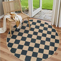 Lahome Colette Checkered Round Rugs 6ft, Outdoor Patio Easy Jute Rug Indoor by Lahome