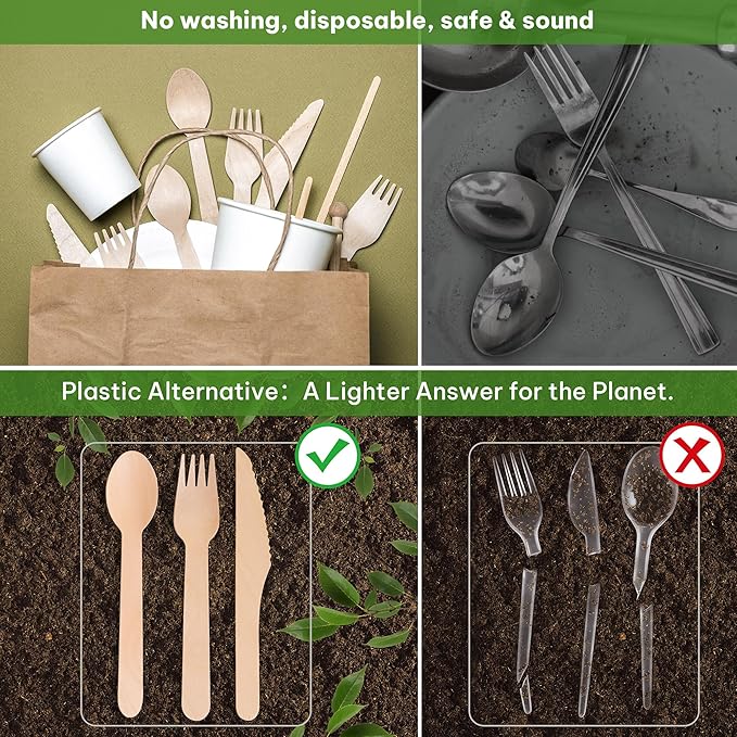 Disposable Wooden Utensils Set, Compostable Utensils, Disposable Cutlery - Image 9
