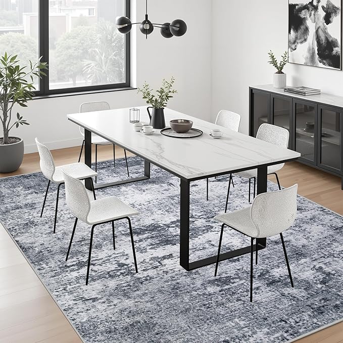 10x12 Area Rug Living Room Rug: Washable Modern Abstract Soft Thin Rug Indoor - Image 4