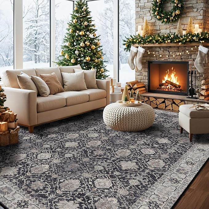 Washable Large 9x12 Area Rug: Indoor Oriental Living Room Carpet by HYHAOYUNLAI