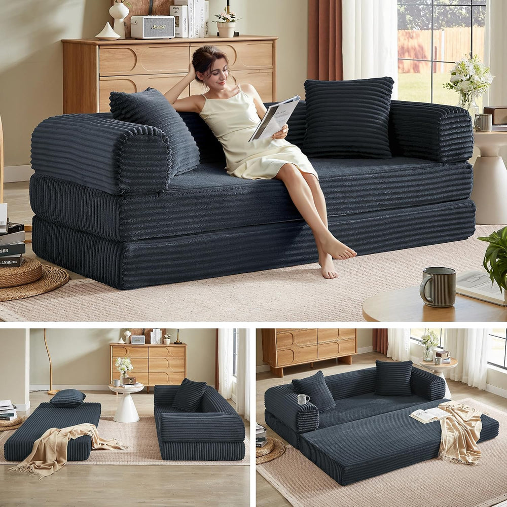 Boneless Couch Futon Sofa Bed Sectional Couches for Living Room,Cloud Couch w...