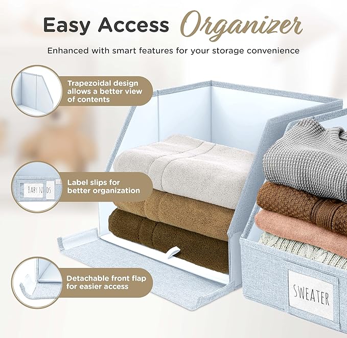 VIVIDECOR Open Front Trapezoid Closet Bins 12x12x10 – Easy Access Shelf