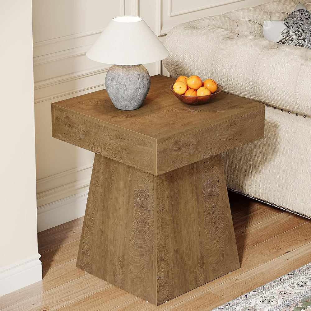 Tribesigns Small End Table Set of 2, Rustic Square Side Table with Wide Base,...