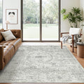 5x7 Area Rugs Grey Low Pile Indoor Washable Trendy Faded Style Floral Rugs by Soalmost