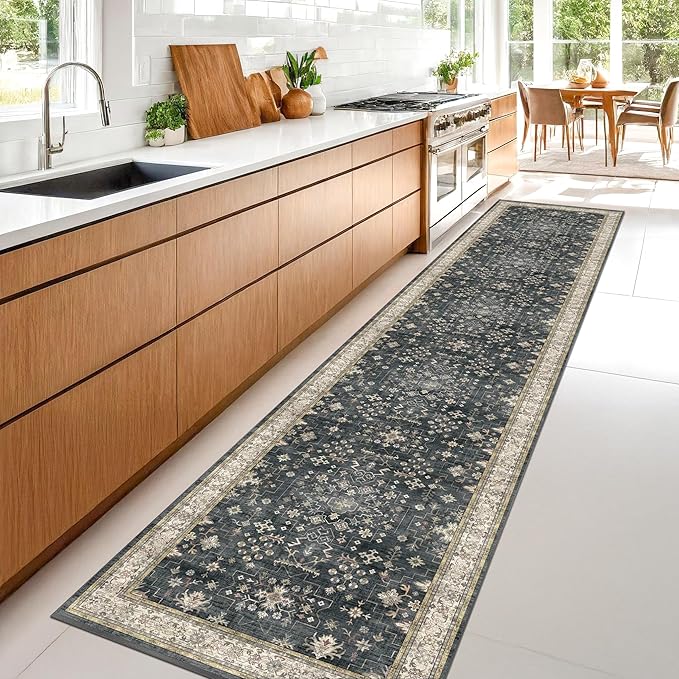 Hazo Haus Black Boho Washable 3x10 Extra Long Hallway Runner Rug, Waterproof - Image 3