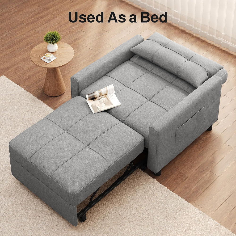 Ahomly Sleeper Sofa Chair Bed, Convertible Sofa Chair 3-in-1, Gray