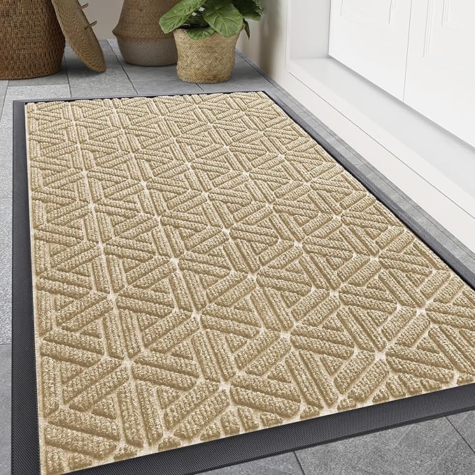 Smiry Front Door Mat Outside Entrance, Heavy Duty Sturdy Natural Rubber Doormat by Smiry