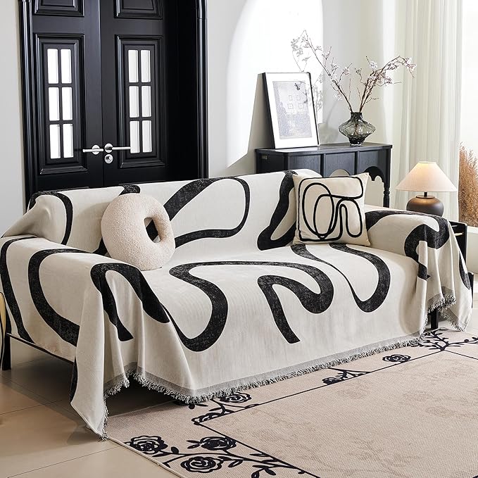 MYSKY HOME Couch Cover for 3 Cushion Couch Sofa Cover, Super Soft Boho Couch by MYSKYHOME