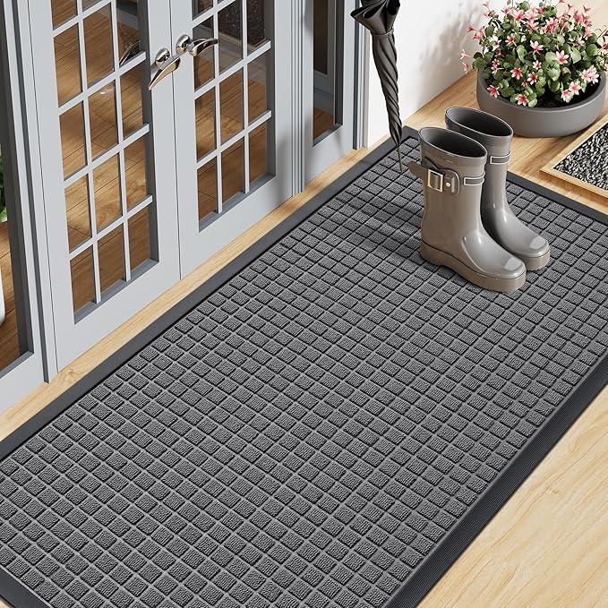 Smiry Front Door Mat Outside Entrance, Heavy Duty Natural Rubber Doormat by Smiry