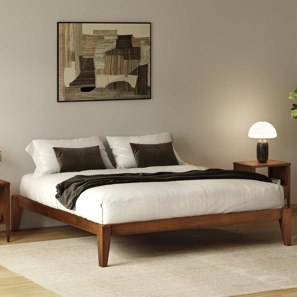 Thor Japanese Joinery Bed Frame King, Solid Wood (Walnut)