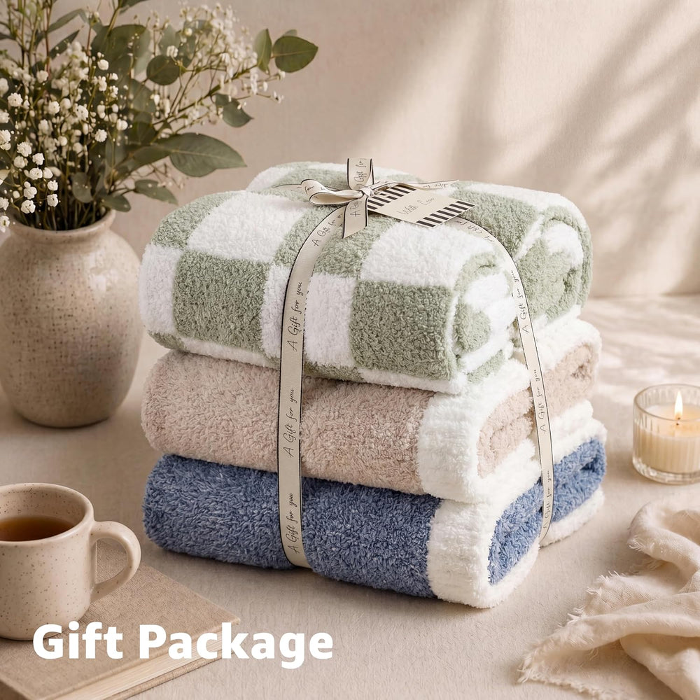 Soft Throw Blanket for Couch-Cozy Reversible Knitted Blankets