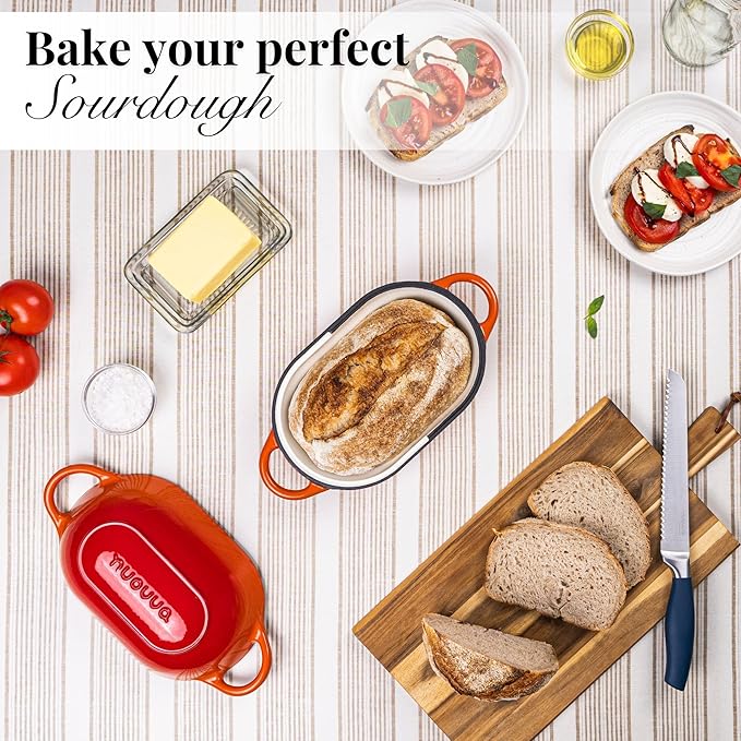 Dutch Oven For Sourdough Bread Baking – Enamelled Cast Iron Bread Loaf Pot –