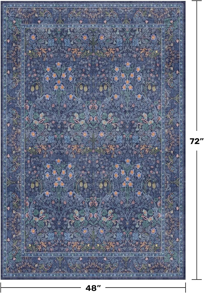Vintage Dark Blue 4x6 Area Rugs - Image 2