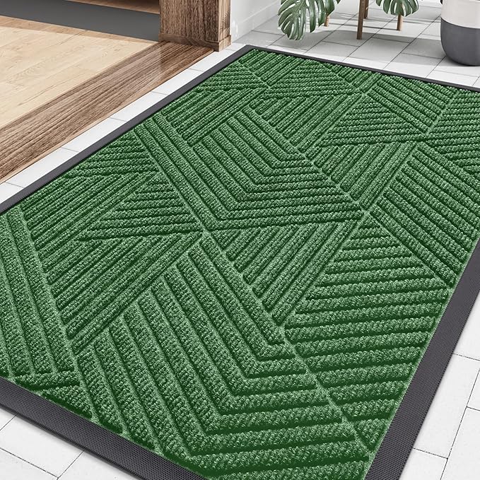 Smiry Front Door Mat Outside Entrance, Heavy Duty Sturdy Natural Rubber Doormat by Smiry