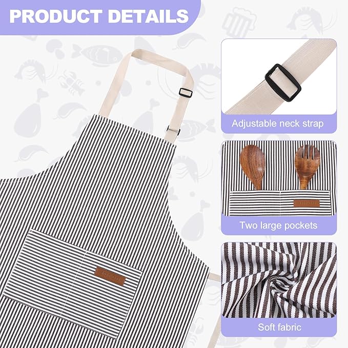 2 Pack Stripes Kids Apron, Kids Cooking Aprons - Image 3