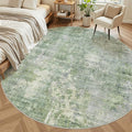 8x8 Green/Ivory Round Rug 8ft Living Room Circle Rug Vintage Round Area Rug Non by Soalmost