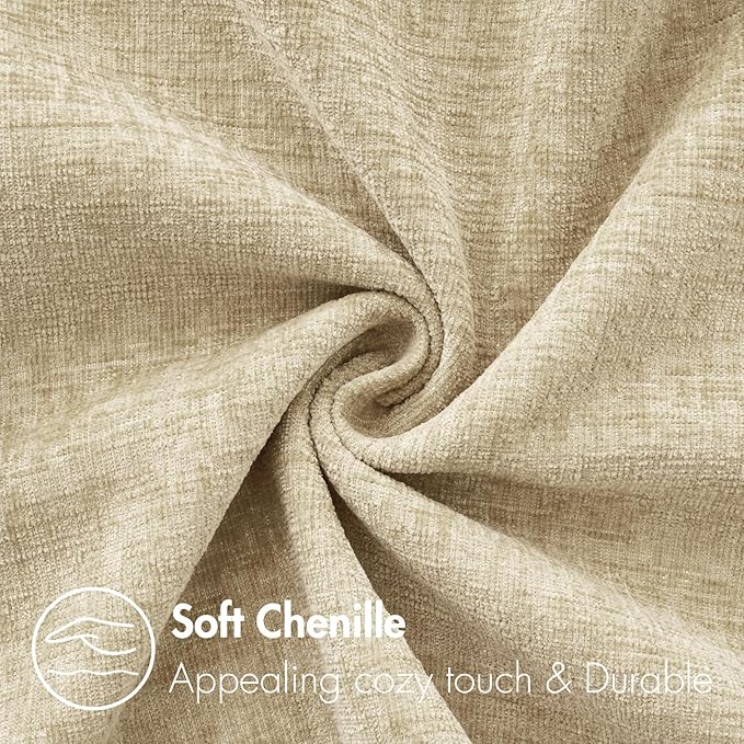 MIULEE Pack of 2 Beige Throw Pillow Covers 18x18 Inch Soft Chenille Pillow - Image 2
