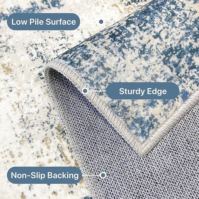Runner Rug for Hallway Kitchen, Soft Modern Abstract Throw Rugs, Low Pile Floor - Image 6