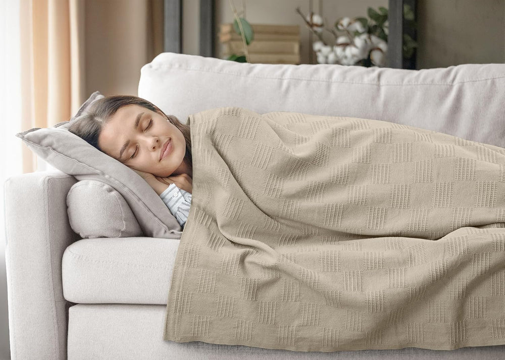 Utopia Bedding 100% Cotton Thermal Blanket Khaki King, 90x108 Inches
