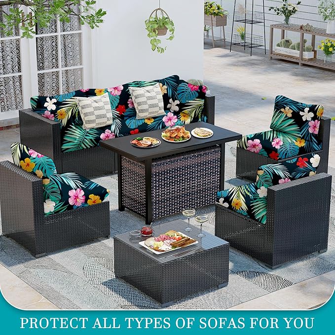 14Pcs Stretch Patio Cushion Covers, Outdoor Couch Covers Replacement, Outdoor - Image 4