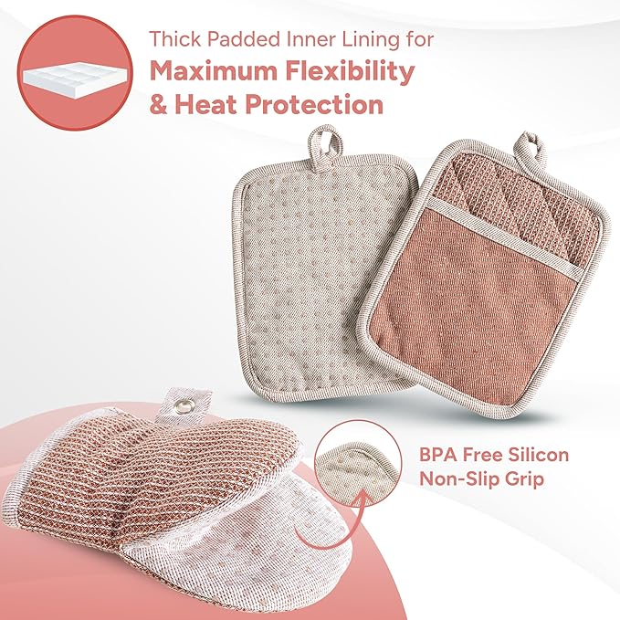 Casa Platino Cute Oven Mitts & Pot Holders, 4-Piece – Oven Mitts Heat Resistant - Image 3