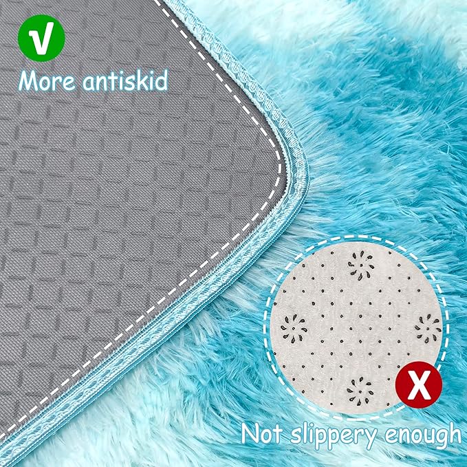 Tie-Dyed Sky Blue 2x8 Machine Washable Runner Rugs - Image 4