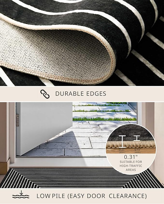 Latte&Fog 9x12 Area Rug for Living Room, Extra Large Black Modern Abstract - Image 5