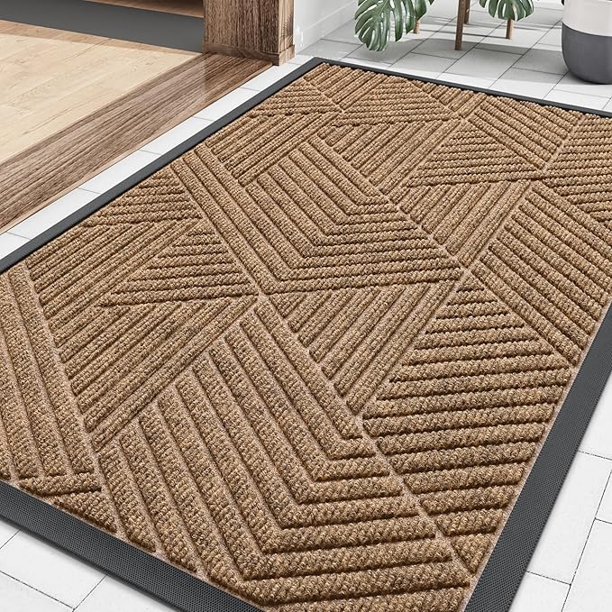 Smiry Front Door Mat Outside Entrance, Heavy Duty Sturdy Natural Rubber Doormat by Smiry