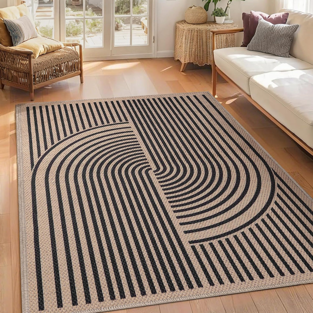 Tangsoo Easy Jute 4x6 Washable Non-Slip Area Rug for Indoor Outdoor Patio