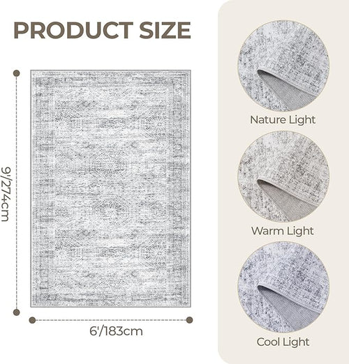 6x9 Rug for Living Room, Soft Low Pile Indoor Washable Rugs for Bedroom - Image 2