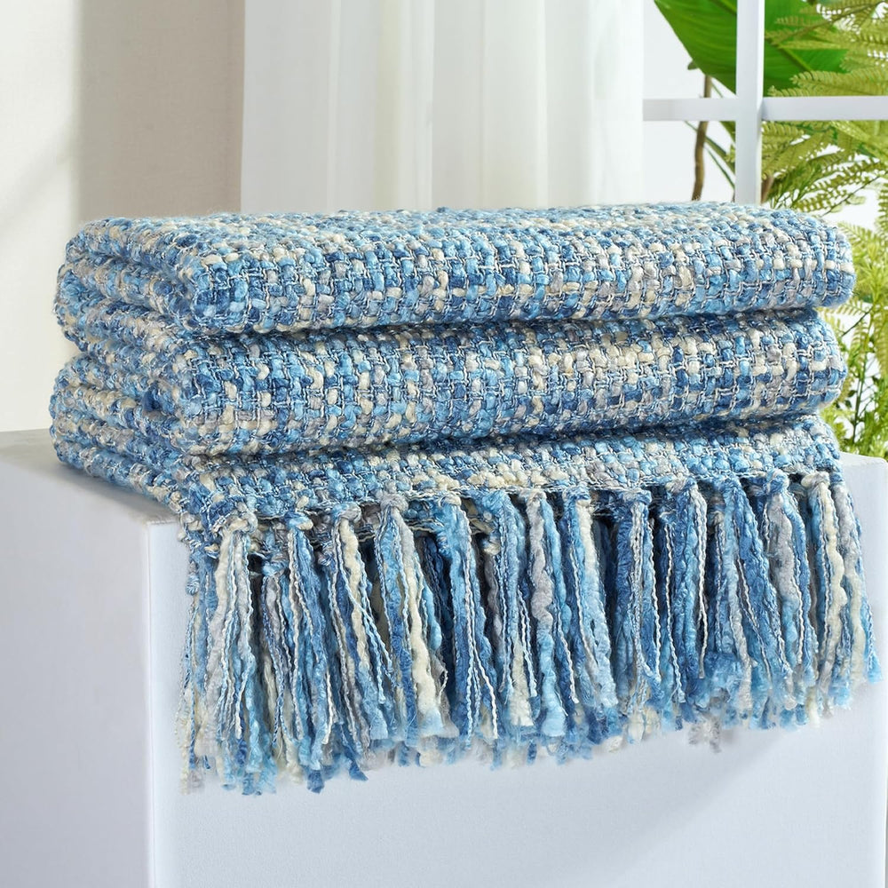 Multi-Color Cable Woven Throw Blanket for Couch - 50"X60"
