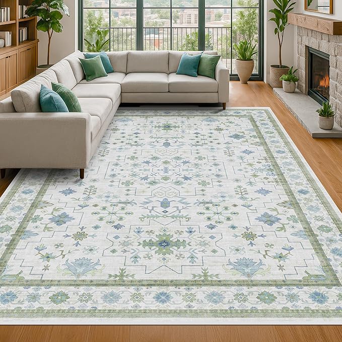 Green Area Rugs 9x12 Living Room - Image 3