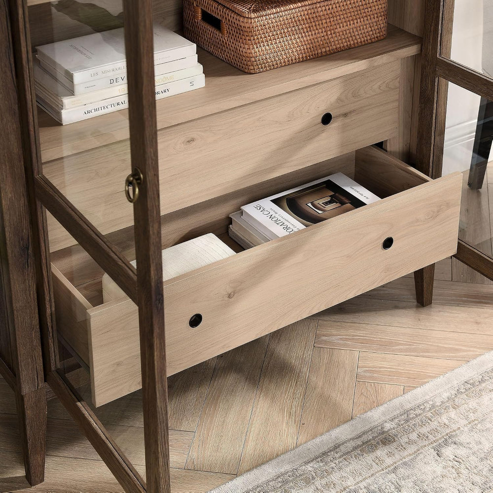 Modway Nolan Tall Arched Storage Display Cabinet in Walnut Light Oak - 74 Inc...