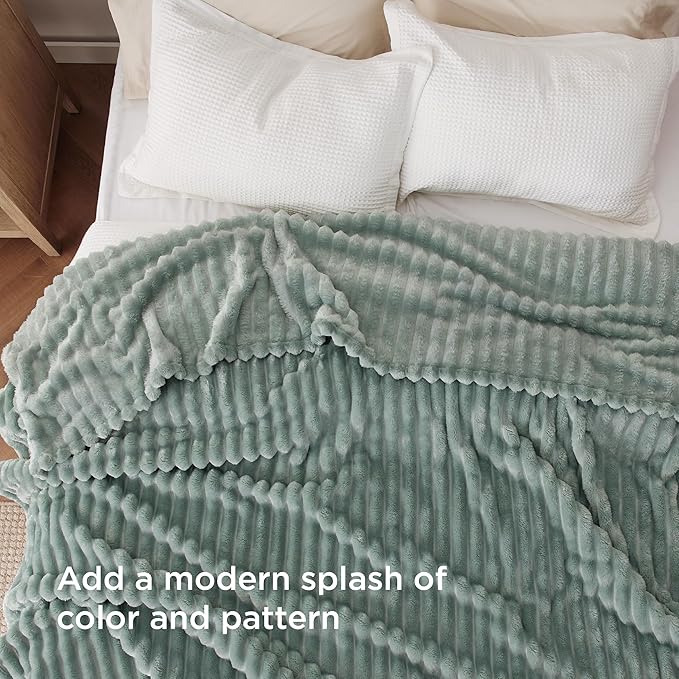 Bedsure GentleSoft Sage Green California King Size Blanket - Image 3