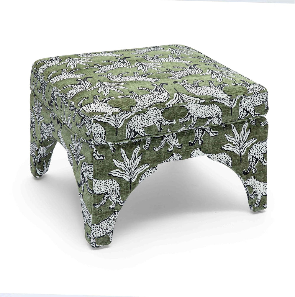 Tov Furniture Raji Jacquard Ottoman (Olive Green Leopard)