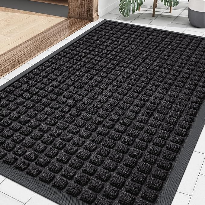 Smiry Front Door Mat Outside Entrance, Heavy Duty Natural Rubber Doormat by Smiry