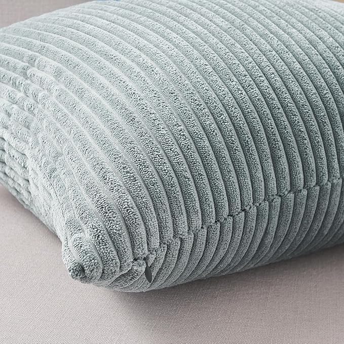 Topfinel BlueGray Throw Pillow Covers 24x24 Inch Set of 4, Soft Accent Corduroy - Image 5