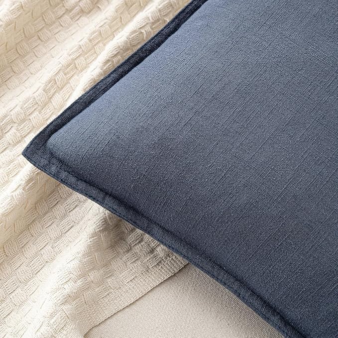 MIULEE Decorative Pillow Covers 20x20 Inch Indigo Blue ​Boho Farmhouse Neutral - Image 2