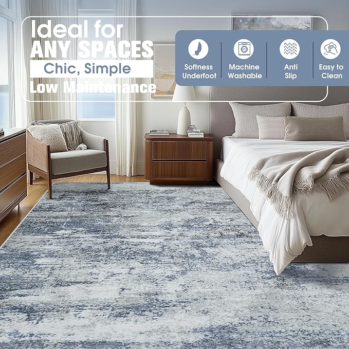9x12 Area Rugs for Living Room Washable: Abstract Large Rug for Dining Room - Image 9
