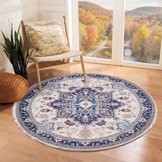 OPPODREAM Soft Round Rug 4ft, Washable Circle Rug 4ft by OPPODREAM