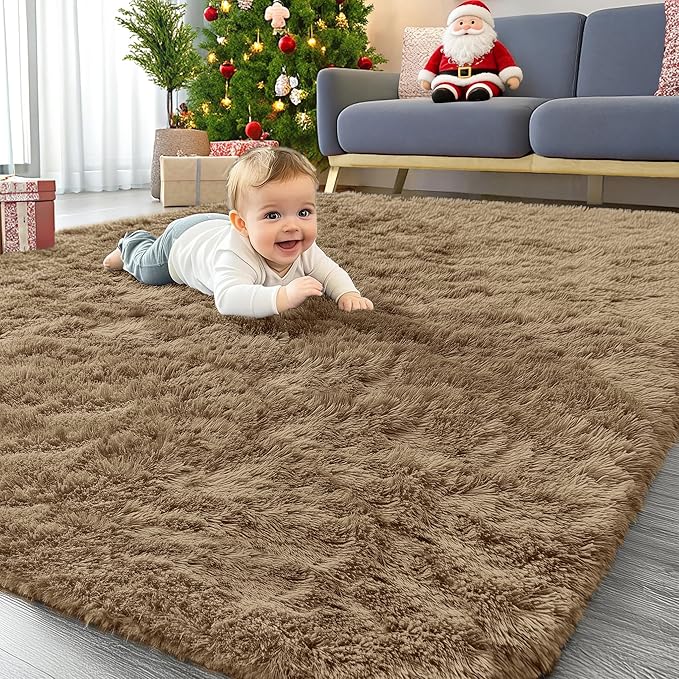 OLANLY Area Rugs for Living Room Bedroom, Machine Washable 4x5.9 ft Soft Fluffy by OLANLY