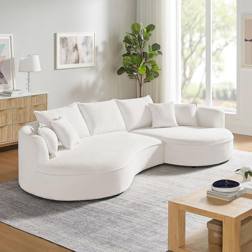 KEVINSPACE 128.15" Sofa Couch Modern Curved Cloud Round Sectional Couche...