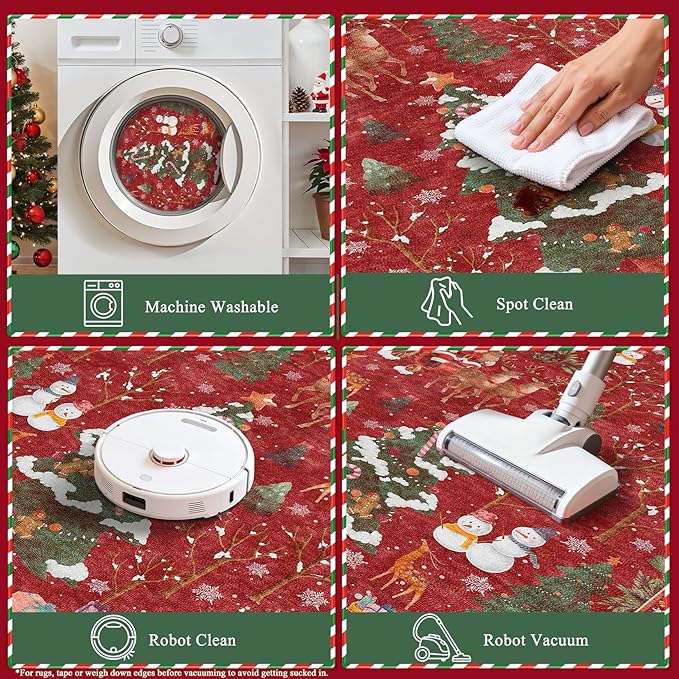 UERMEI Christmas Area Rug Living Room Rugs: 4x6 Neutral Modern Washable Festive - Image 4