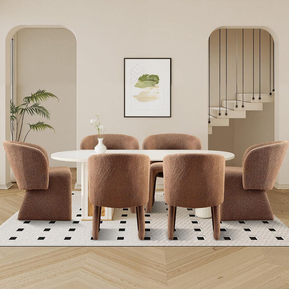 Barrel Kitchen & Dining Room Chairs Set of 6, Modern Comfy Makeup Vanity ...