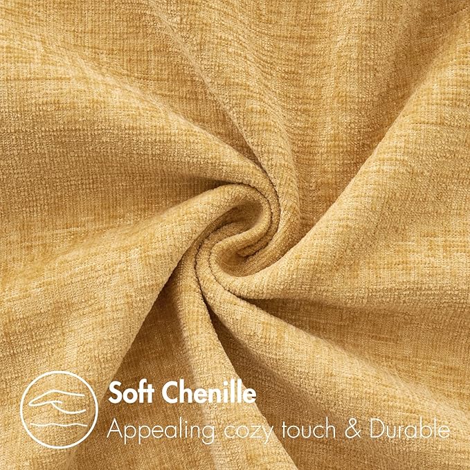 MIULEE Pack of 2 Couch Throw Pillow Covers 12x20 Inch Soft Gold Chenille Lumbar - Image 2