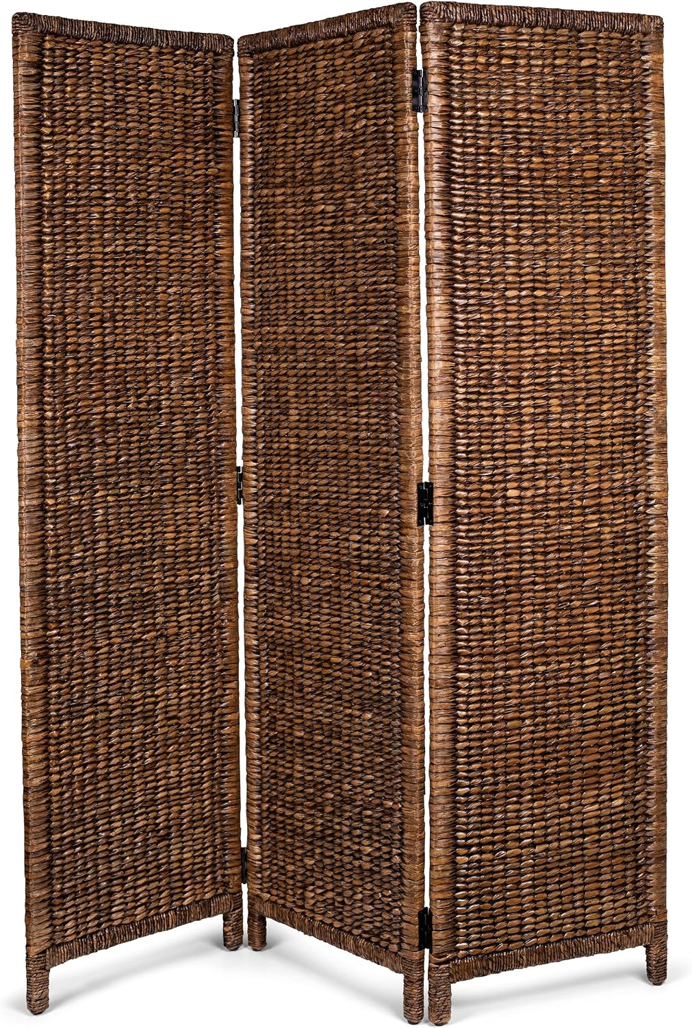 birdrock home 3 panel seagrass room divider, brown, main product view